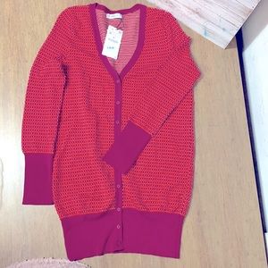 BFS🖤 Zara nwt orange red burgundy knitwear sweater button knit cardigan